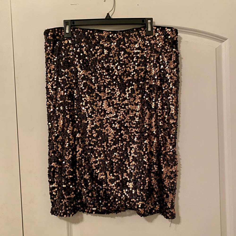 H&M XL Gold/Copper Stretch Pencil Skirt